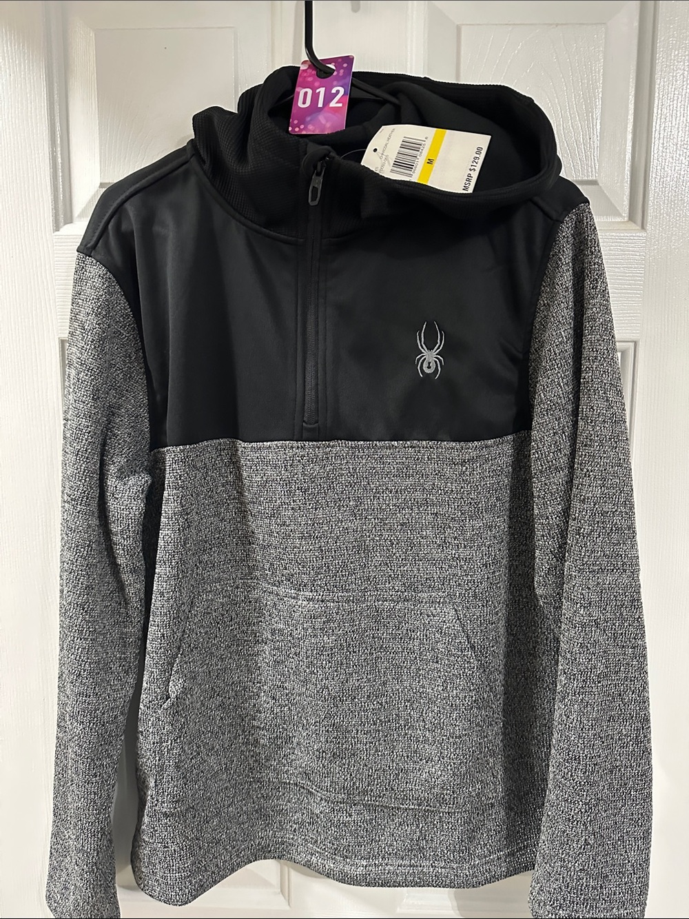 Spyder Men’s Black and Gray Half-Zip Hooded Sweater
